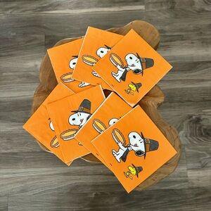 Peanuts‎ Snoopy Cocktail Beverage Napkins Thanksgiving Fall Pilgrims Woodstock